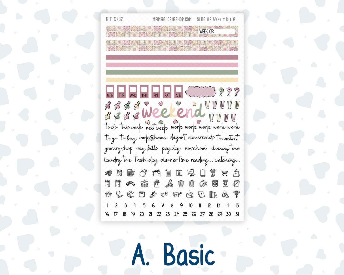 Kit 0232 - B6 - For Sterling Ink And More - Horizontal Weekly Kit - September - Heirloom Garden