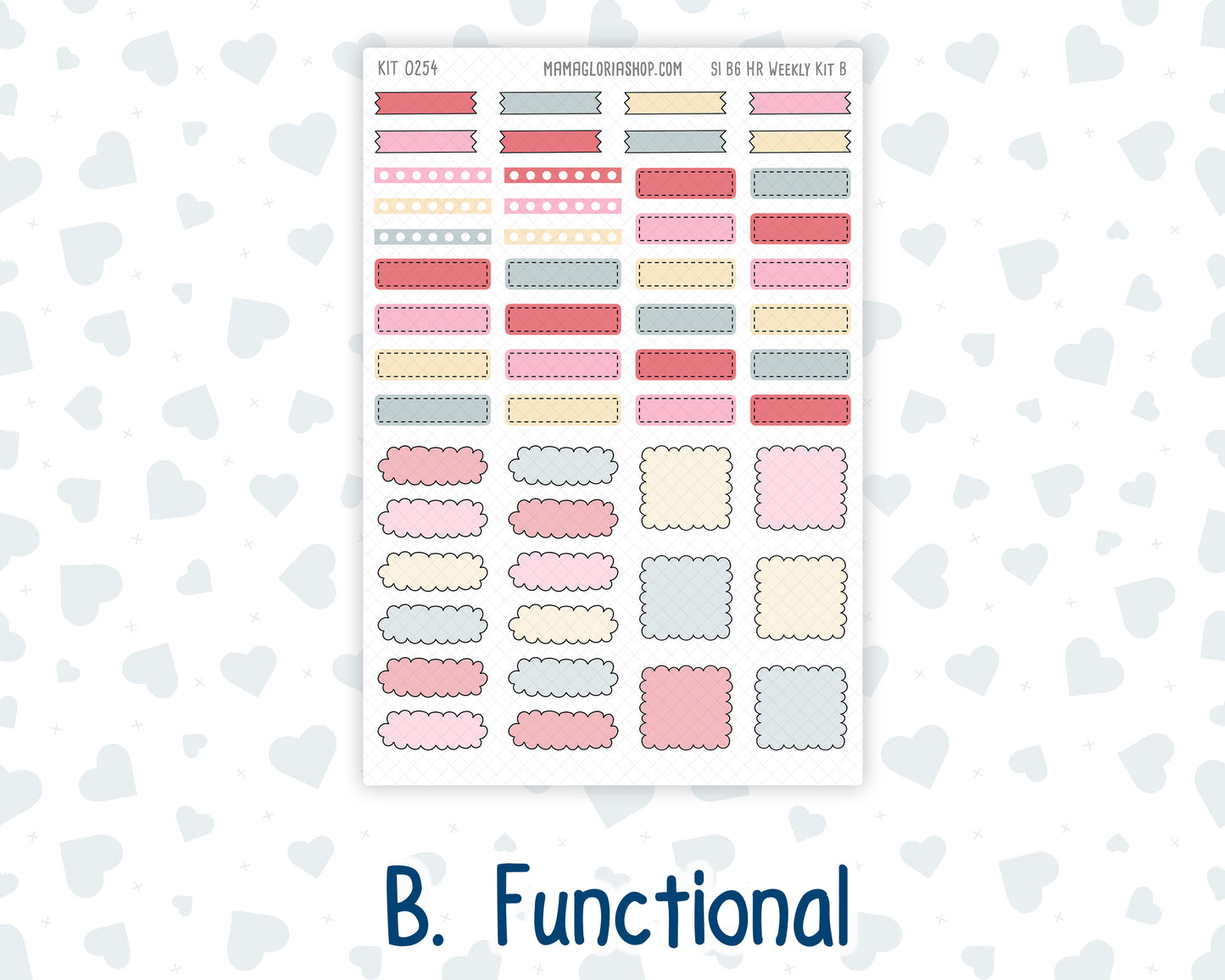 Kit 0254 - B6 - For Sterling Ink And More - Horizontal Weekly Kit - February - Valentine Village