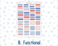 Kit 0273 - B6 - For Sterling Ink And More - Horizontal Weekly Kit - July - Americana In Bloom