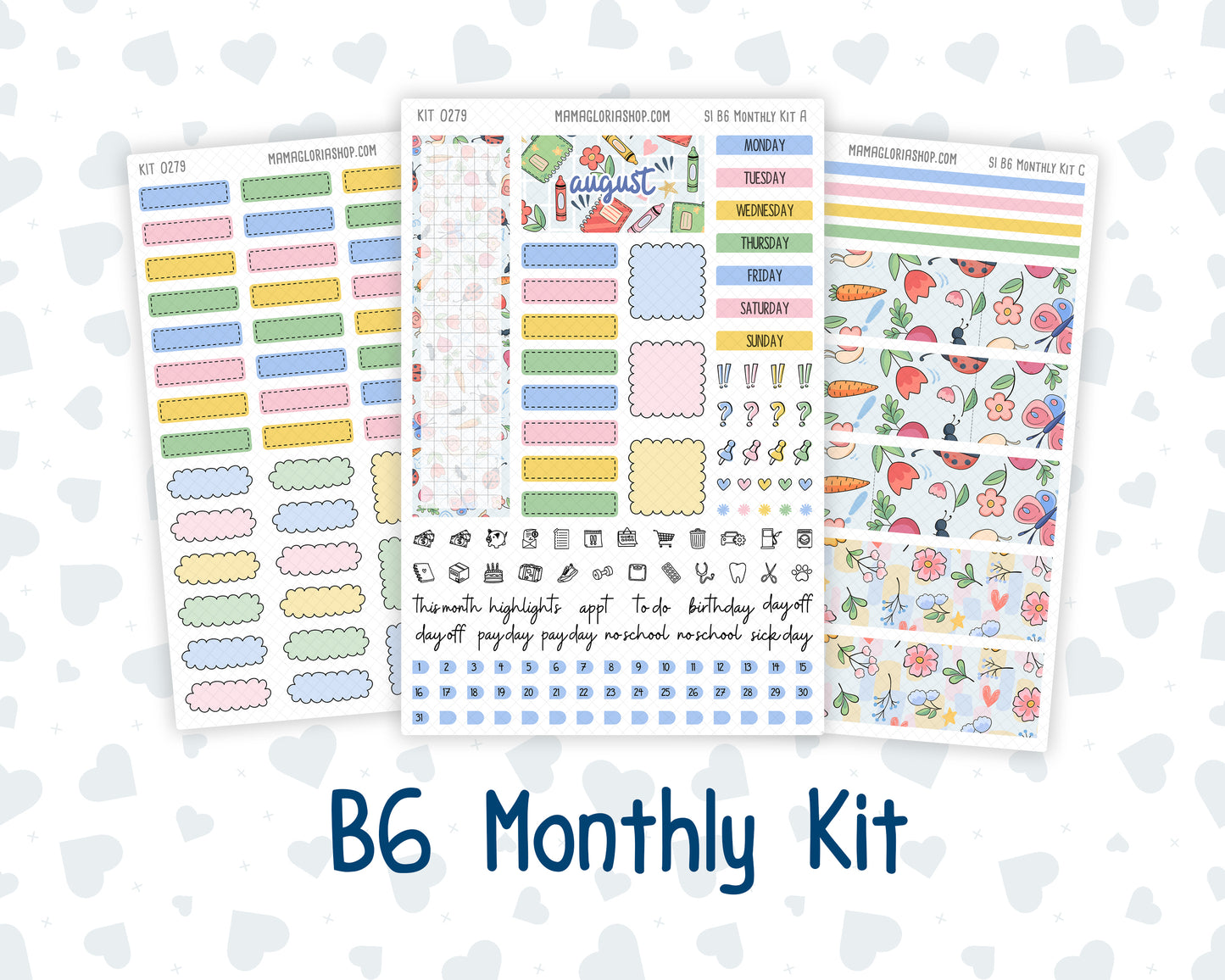 Kit 0279 - B6 - For Sterling Ink And More - Monthly Kit - August - Not Ready For School