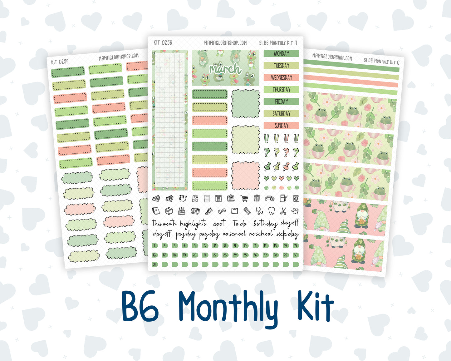 Kit 0256 - B6 - For Sterling Ink And More - Monthly Kit - March - Froggy Luck