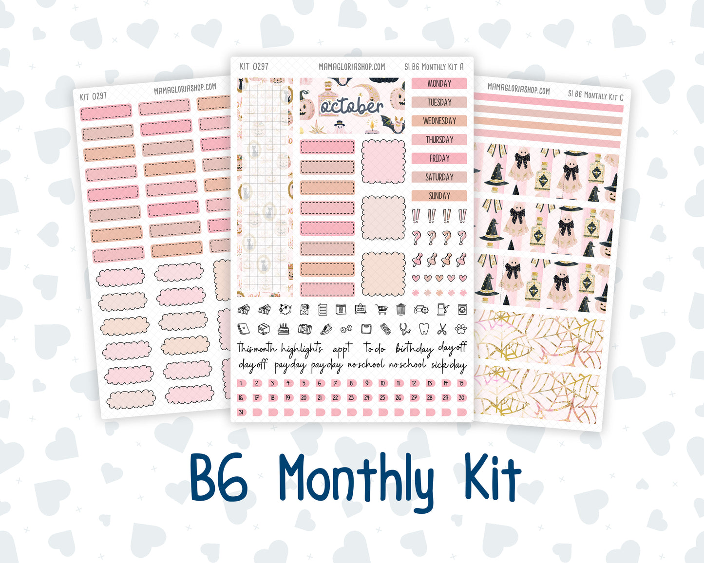Kit 0297 - B6 - For Sterling Ink And More - Monthly Kit - October - Pink Spell