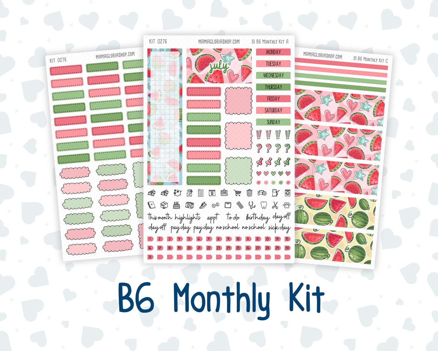 Kit 0276 - B6 - For Sterling Ink And More - Monthly Kit - July - Melon Crush