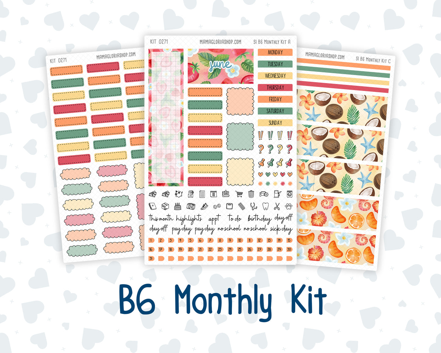 Kit 0271 - B6 - For Sterling Ink And More - Monthly Kit - June - Strawberry Shore
