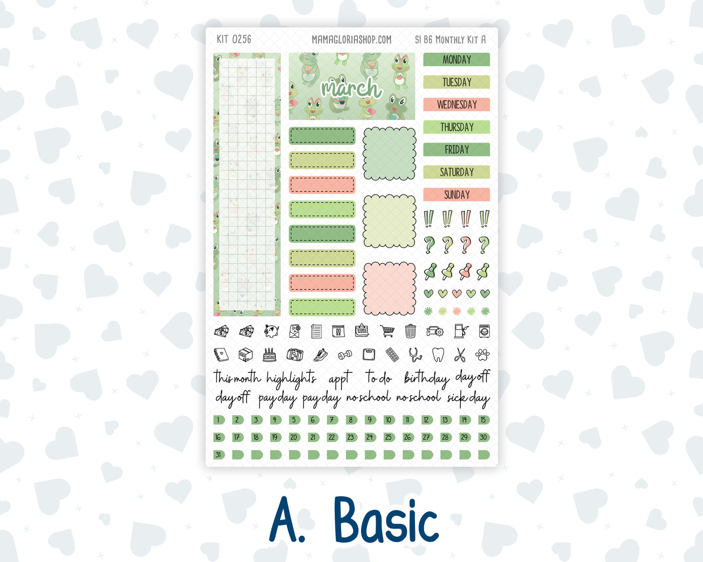 Kit 0256 - B6 - For Sterling Ink And More - Monthly Kit - March - Froggy Luck