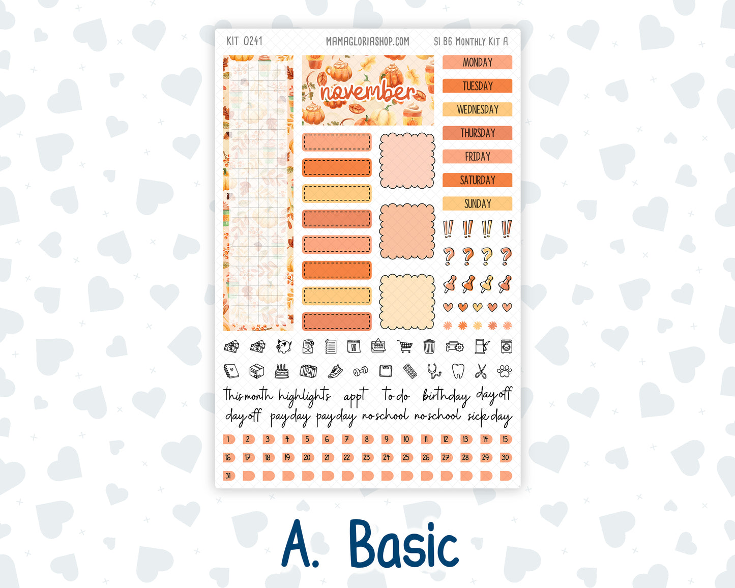 Kit 0241 - B6 - For Sterling Ink And More - Monthly Kit - November - Pumpkin Latte