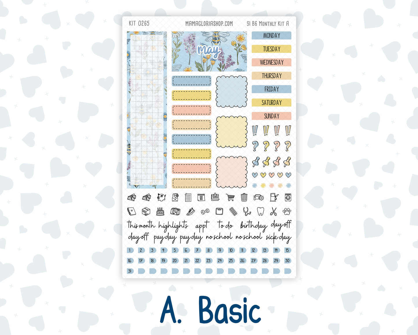 Kit 0265 - B6 - For Sterling Ink And More - Monthly Kit - May - Honeybee Sky