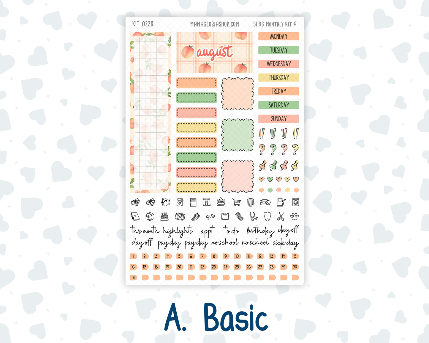 Kit 0228 - B6 - For Sterling Ink And More - Monthly Kit - August - Just Peachy