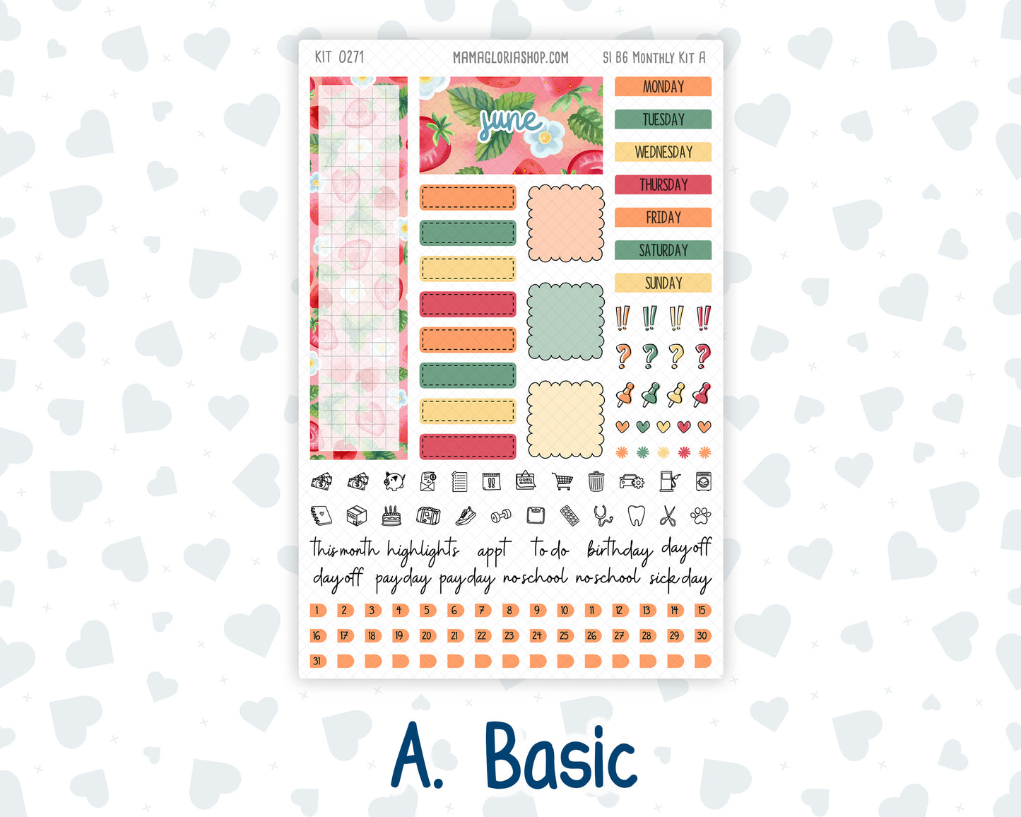 Kit 0271 - B6 - For Sterling Ink And More - Monthly Kit - June - Strawberry Shore