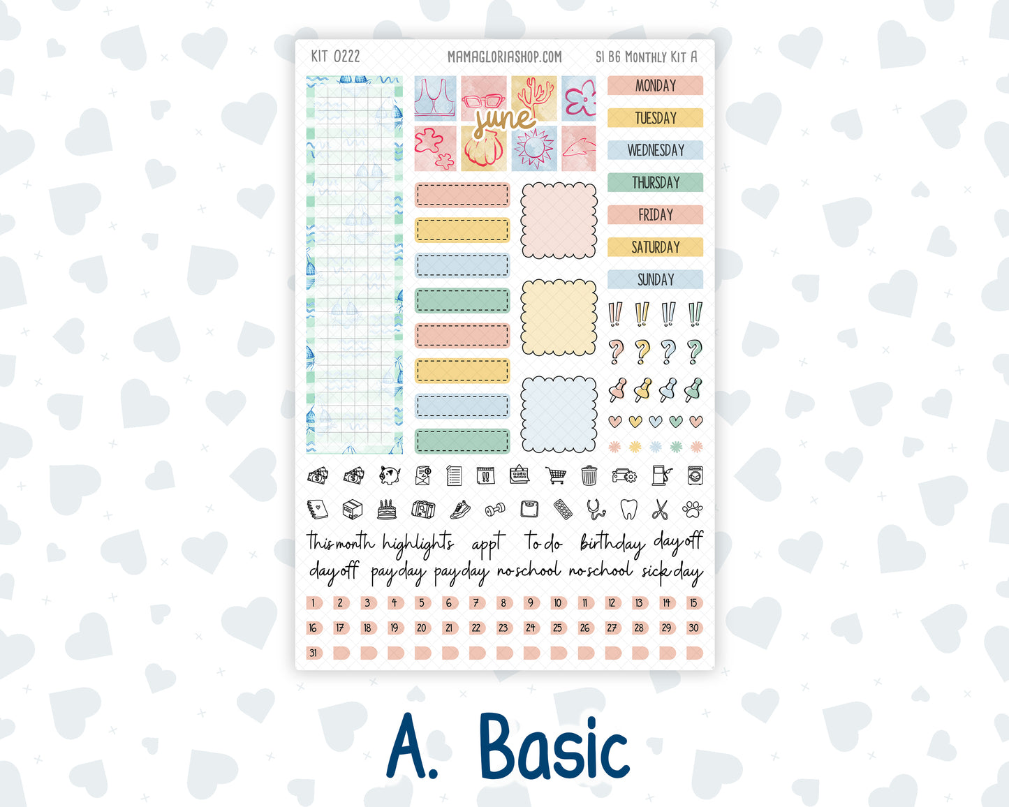 Kit 0222 - B6 - For Sterling Ink And More - Monthly Kit - June - Beach Day