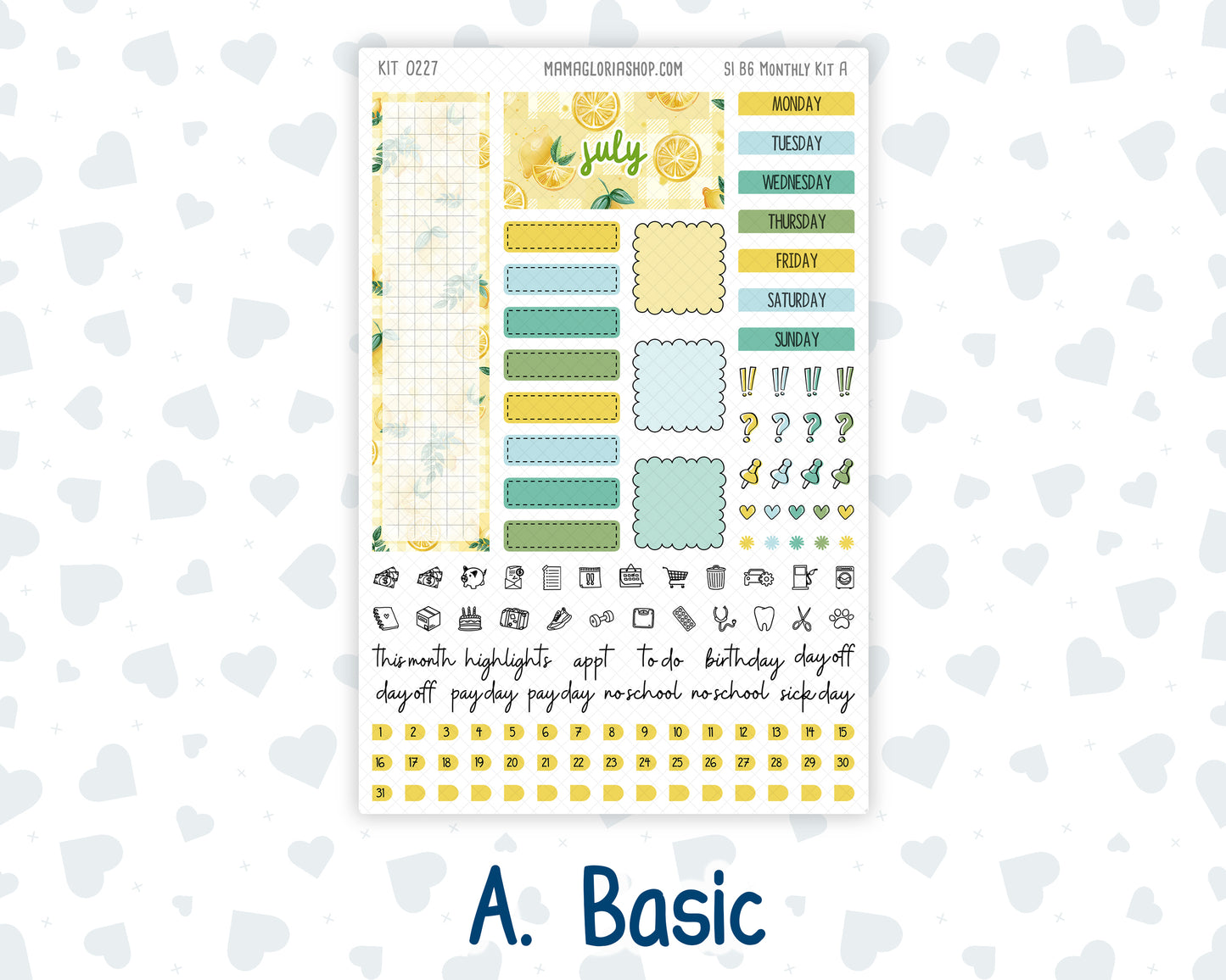 Kit 0227 - B6 - For Sterling Ink And More - Monthly Kit - July - Lemon Grove