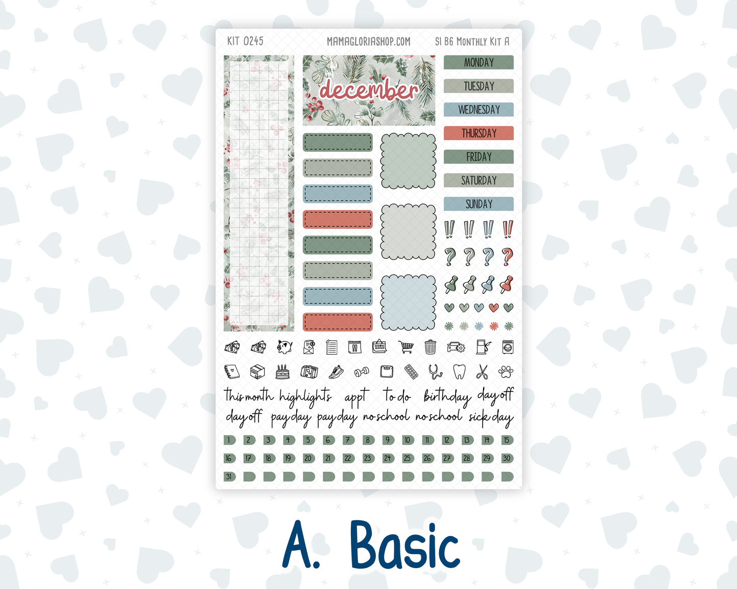 Kit 0245 - B6 - For Sterling Ink And More - Monthly Kit - December - Vintage Christmas