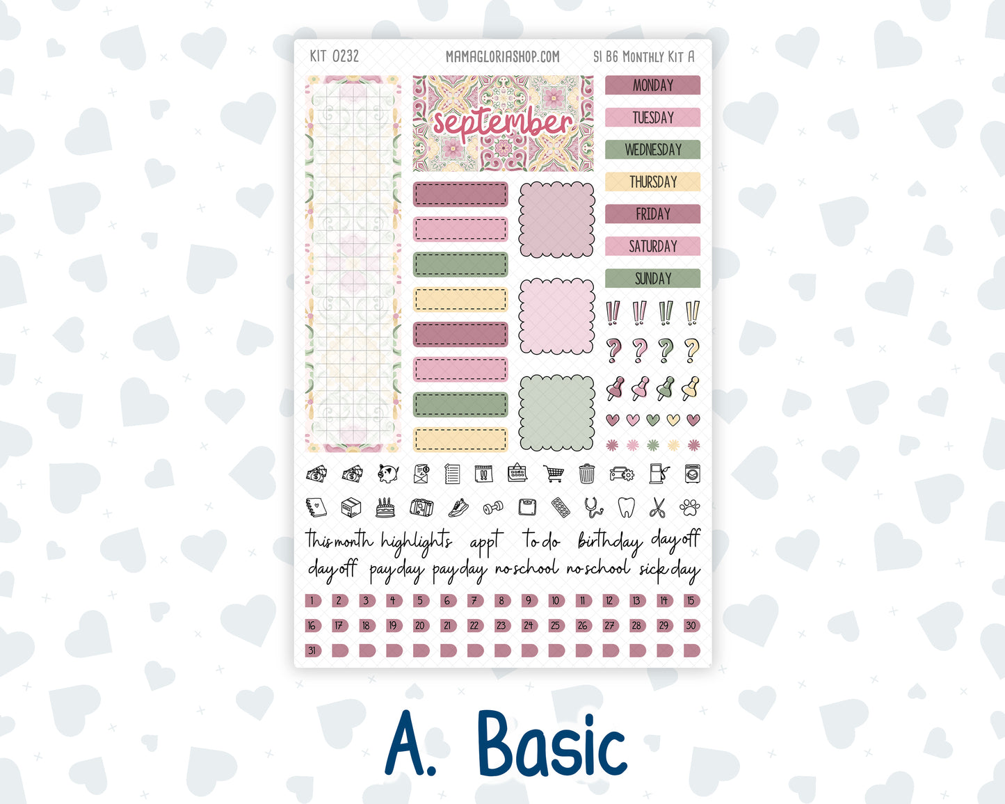 Kit 0232 - B6 - For Sterling Ink And More - Monthly Kit - September - Heirloom Garden