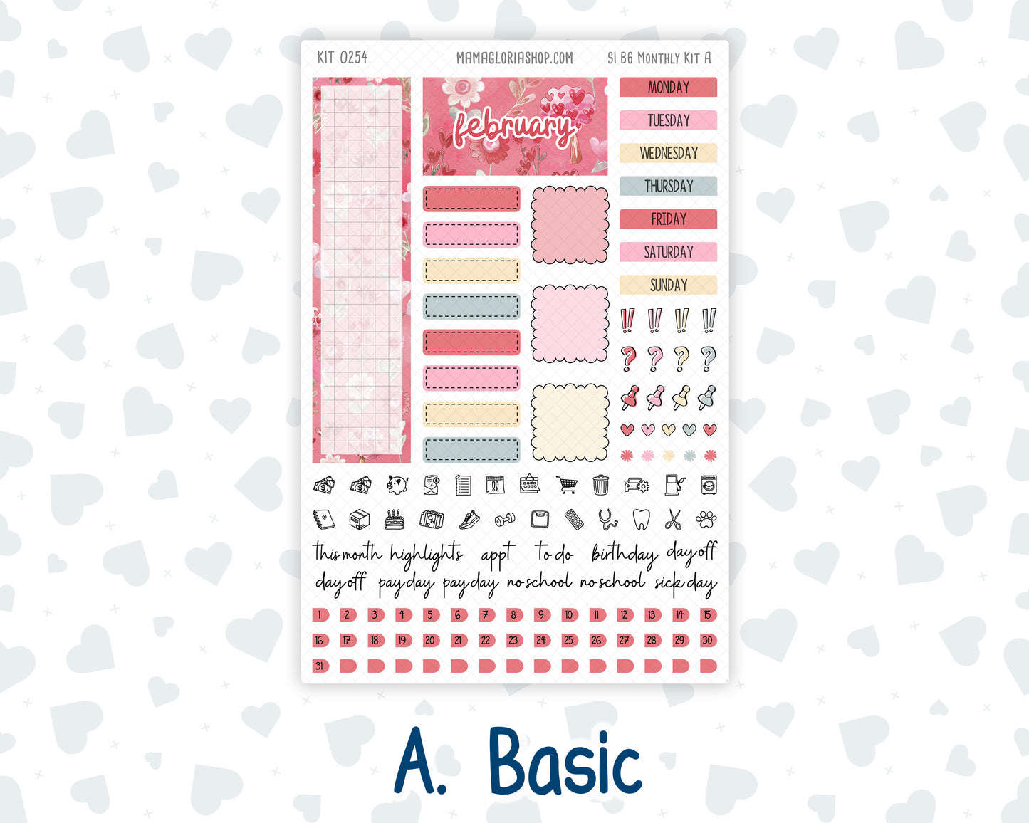 Kit 0254 - B6 - For Sterling Ink And More - Monthly Kit - February - Valentine Village