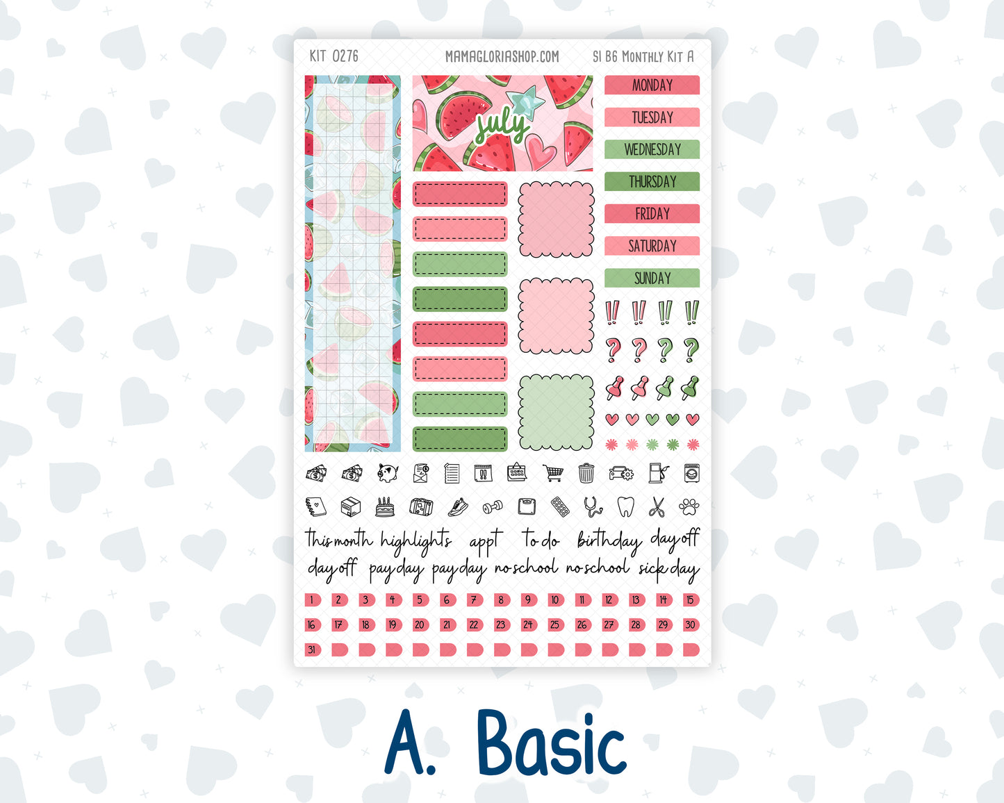 Kit 0276 - B6 - For Sterling Ink And More - Monthly Kit - July - Melon Crush