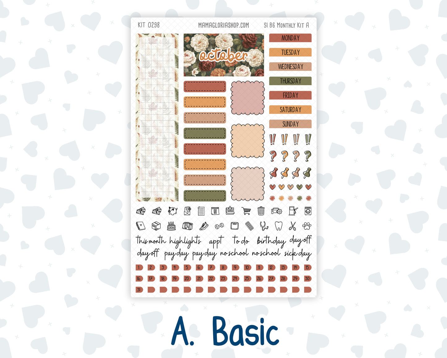 Kit 0298 - B6 - For Sterling Ink And More - Monthly Kit - October - Velvet Bloom