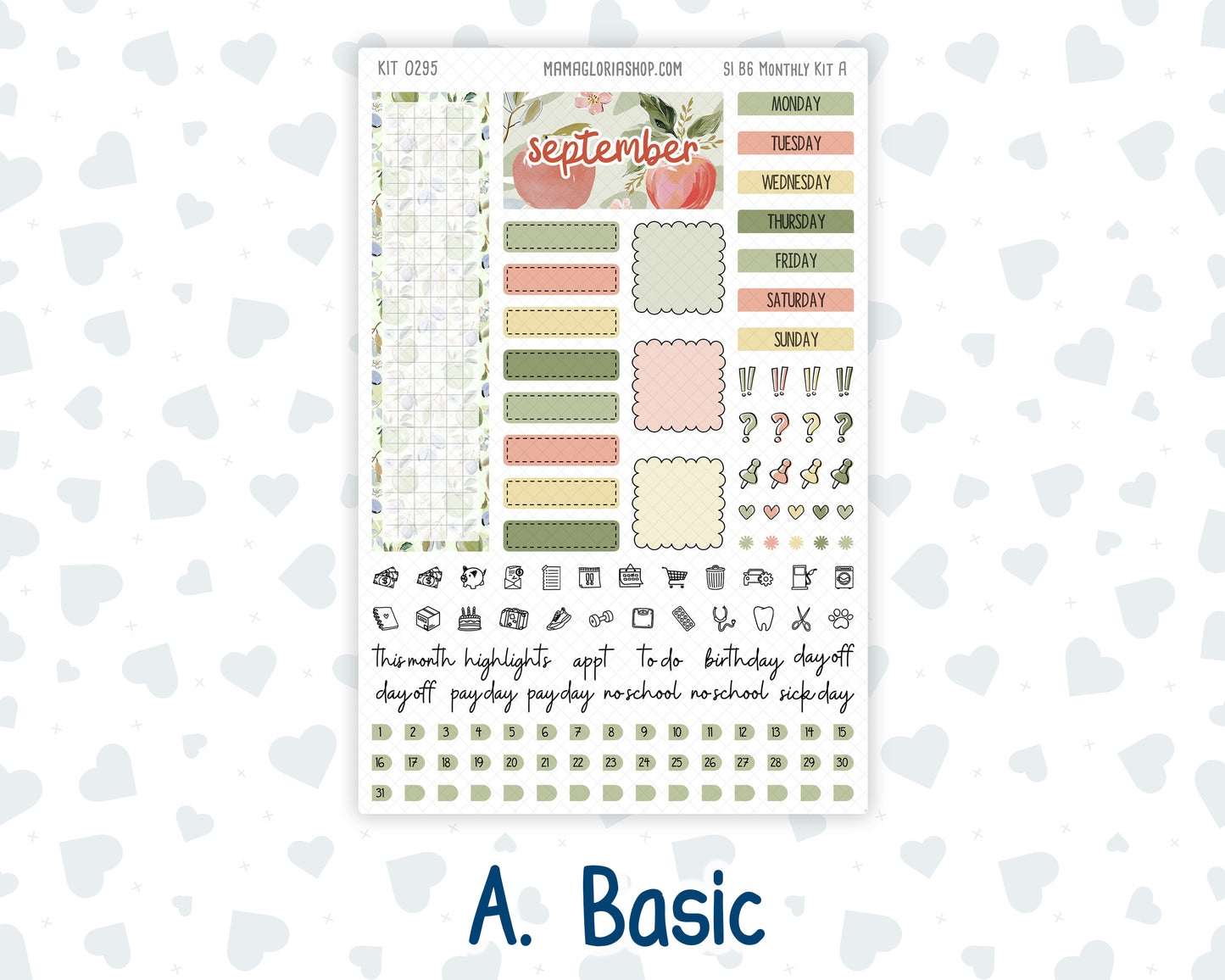 Kit 0295 - B6 - For Sterling Ink And More - Monthly Kit - September - Apple Harvest