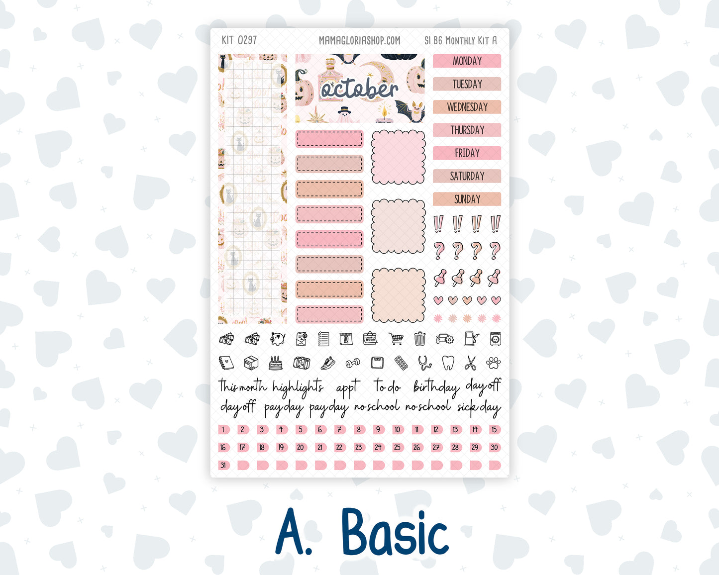 Kit 0297 - B6 - For Sterling Ink And More - Monthly Kit - October - Pink Spell