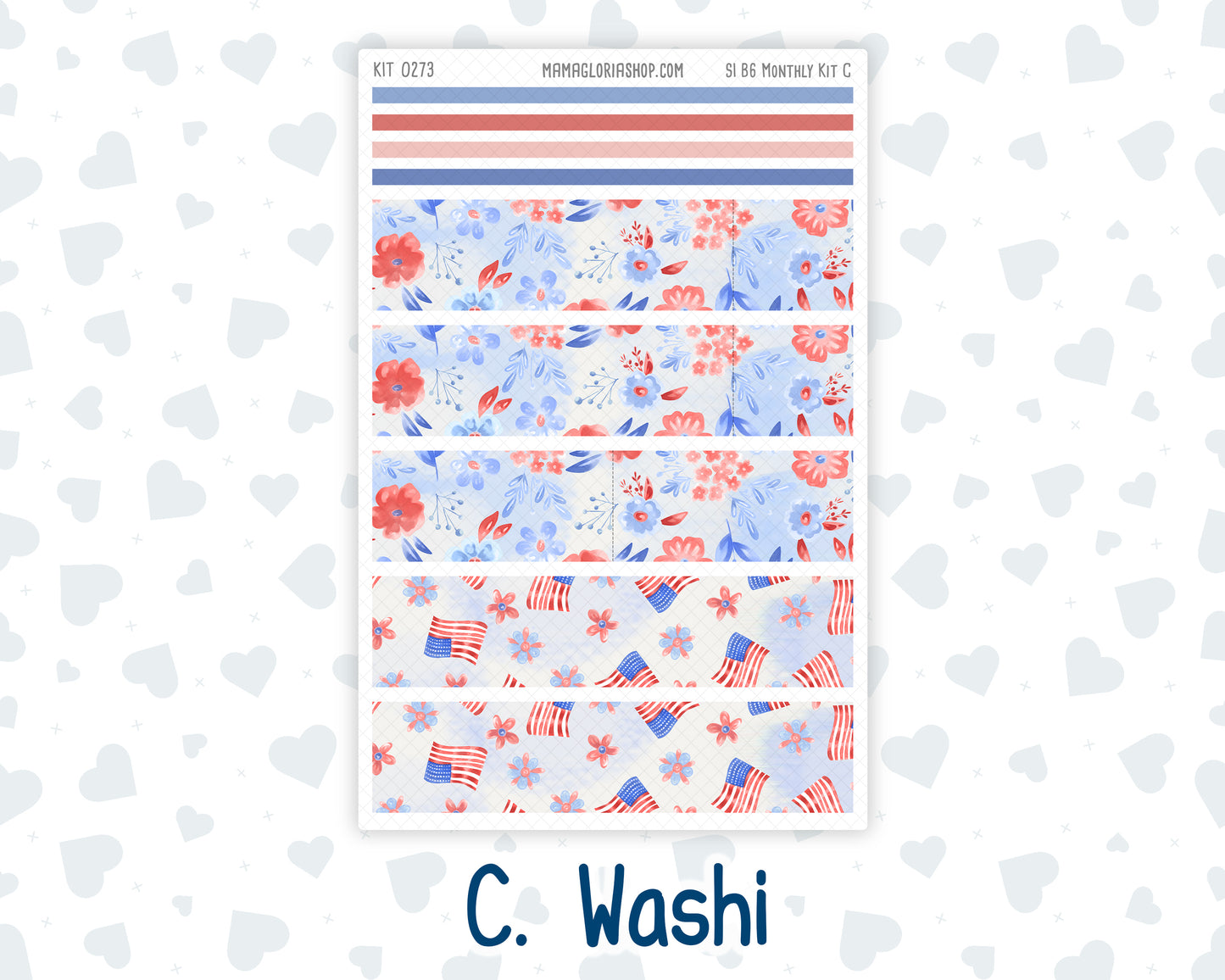 Kit 0273 - B6 - For Sterling Ink And More - Monthly Kit - July - Americana In Bloom