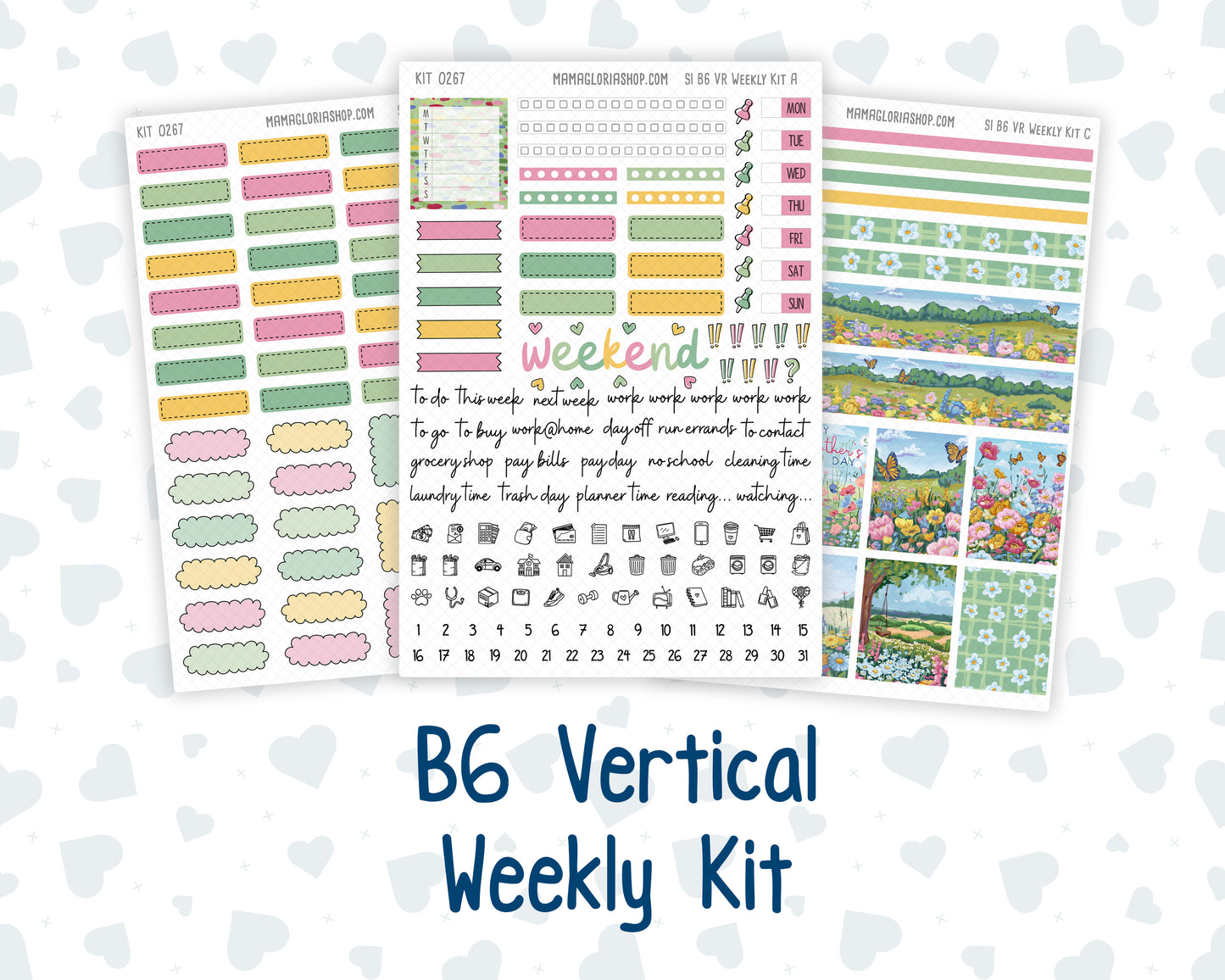 Kit 0267 - B6 - For Sterling Ink And More - Vertical Weekly Kit - May - Flowers For Mama