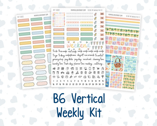 Kit 0222 - B6 - For Sterling Ink And More - Vertical Weekly Kit - June - Beach Day