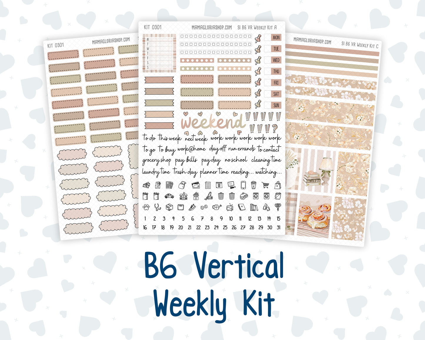 Kit 0301 - B6 - For Sterling Ink And More - Vertical Weekly Kit - November - Sunday Comfort