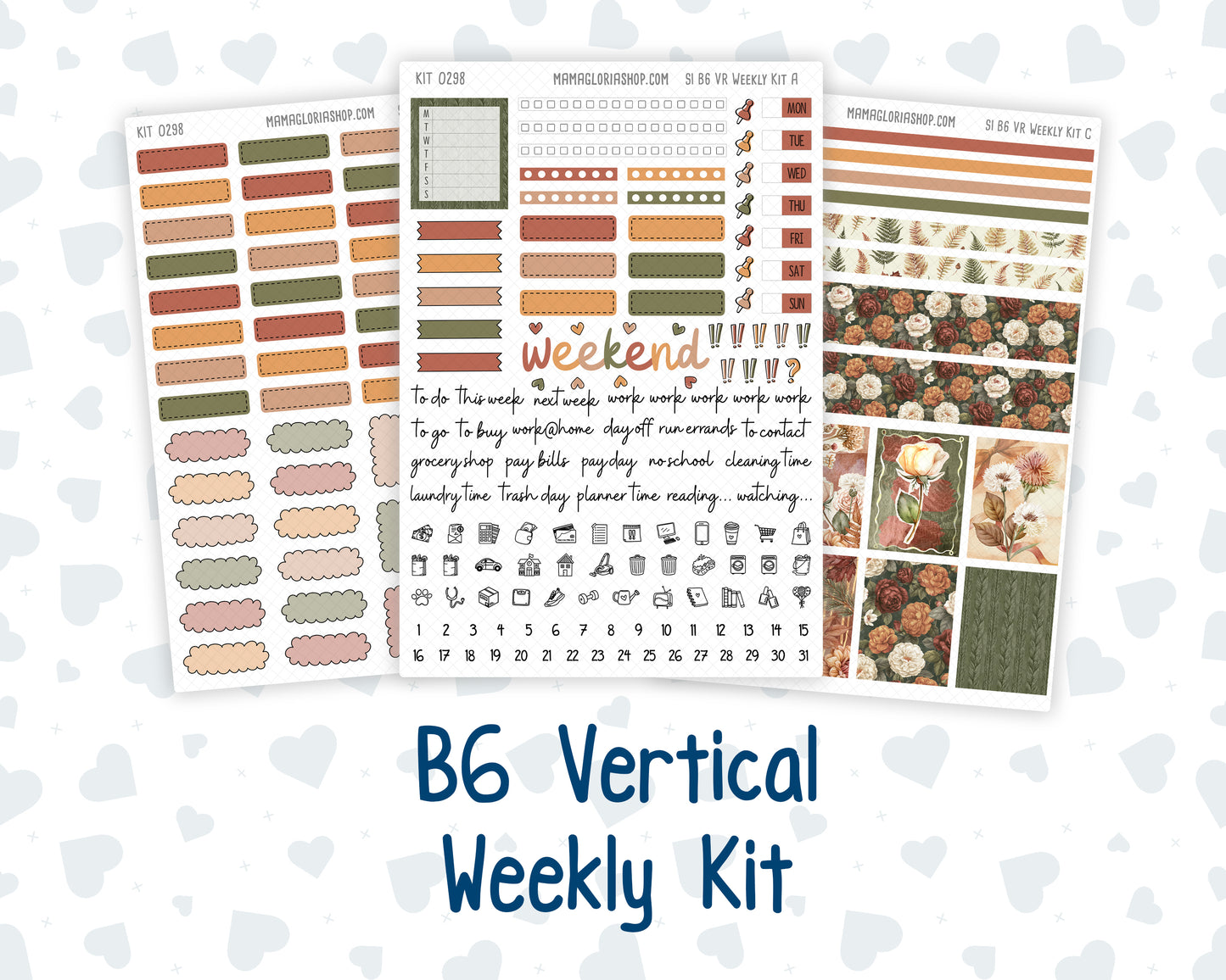 Kit 0298 - B6 - For Sterling Ink And More - Vertical Weekly Kit - October - Velvet Bloom