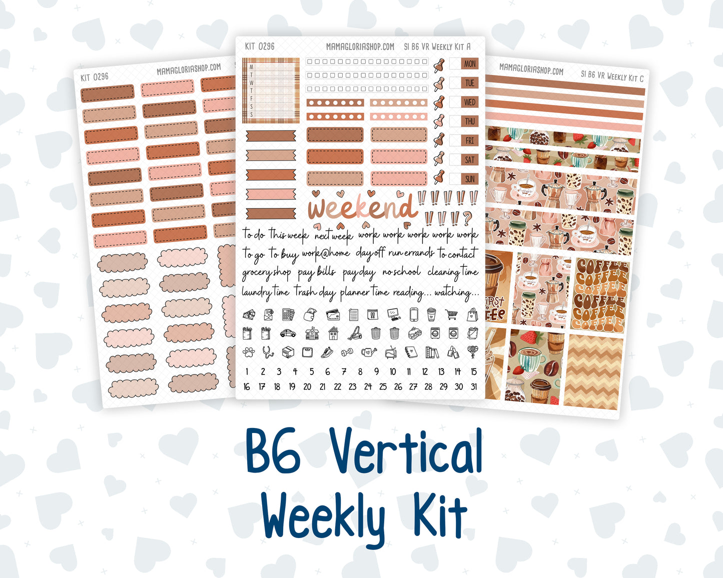 Kit 0296 - B6 - For Sterling Ink And More - Vertical Weekly Kit - September - Coffee Break