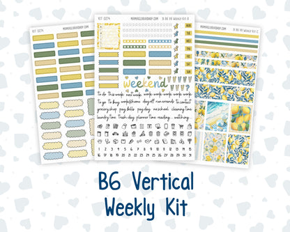 Kit 0274 - B6 - For Sterling Ink And More - Vertical Weekly Kit - July - Sunny Lemon Shore