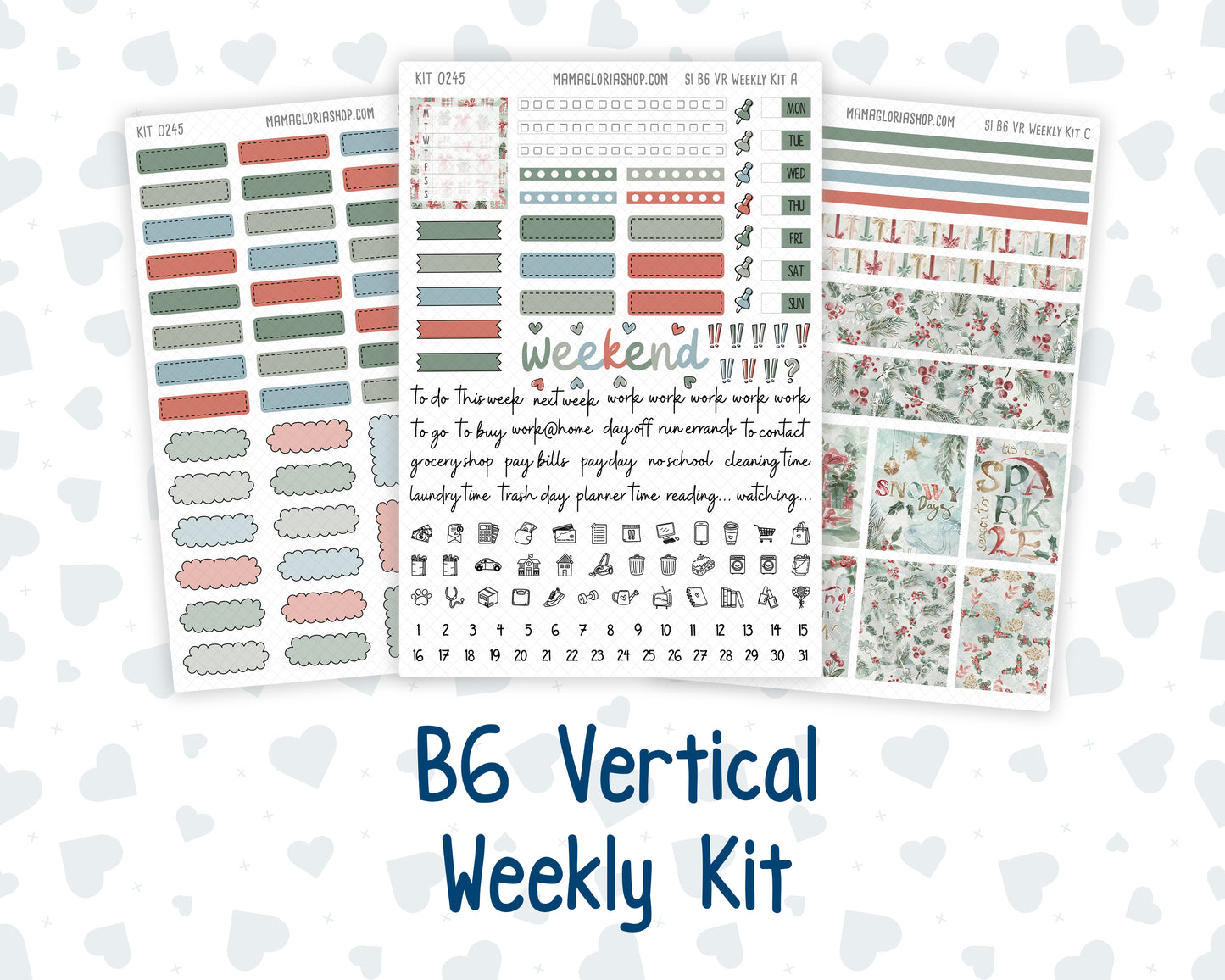 Kit 0245 - B6 - For Sterling Ink And More - Vertical Weekly Kit - December - Vintage Christmas