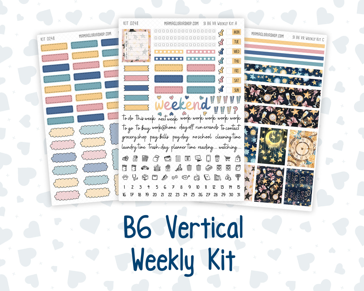 Kit 0248 - B6 - For Sterling Ink And More - Vertical Weekly Kit - January - Midnight Countdown