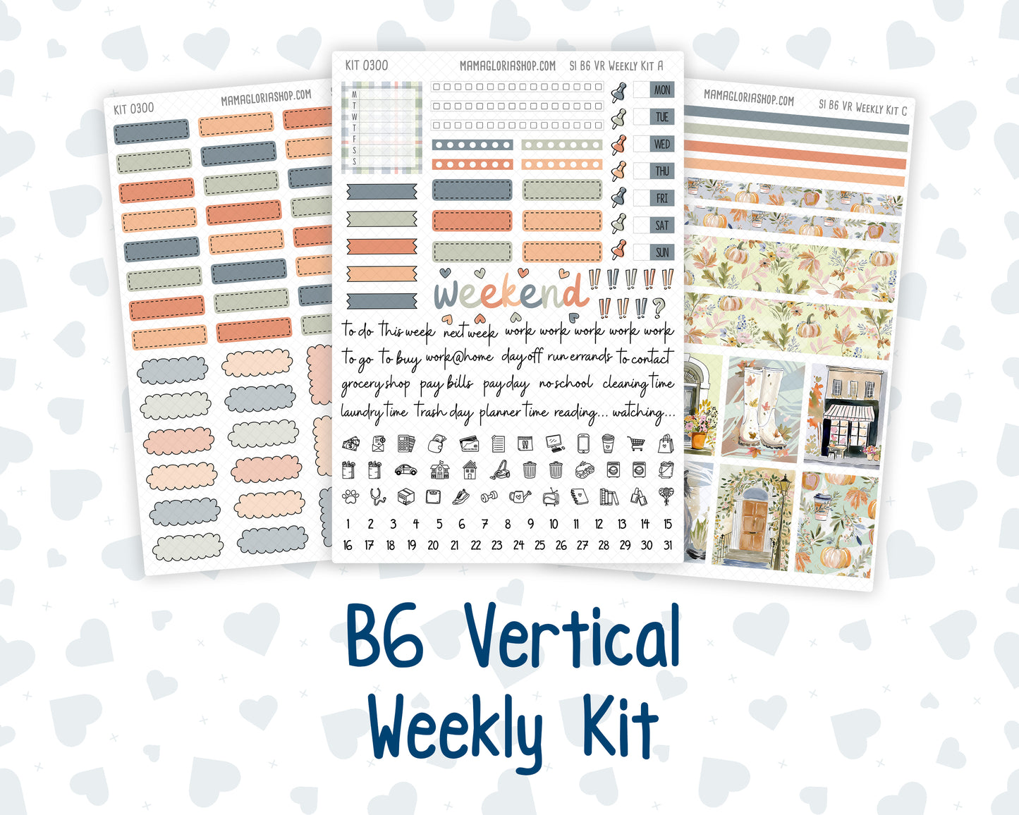 Kit 0300 - B6 - For Sterling Ink And More - Vertical Weekly Kit - October - Autumn Stroll