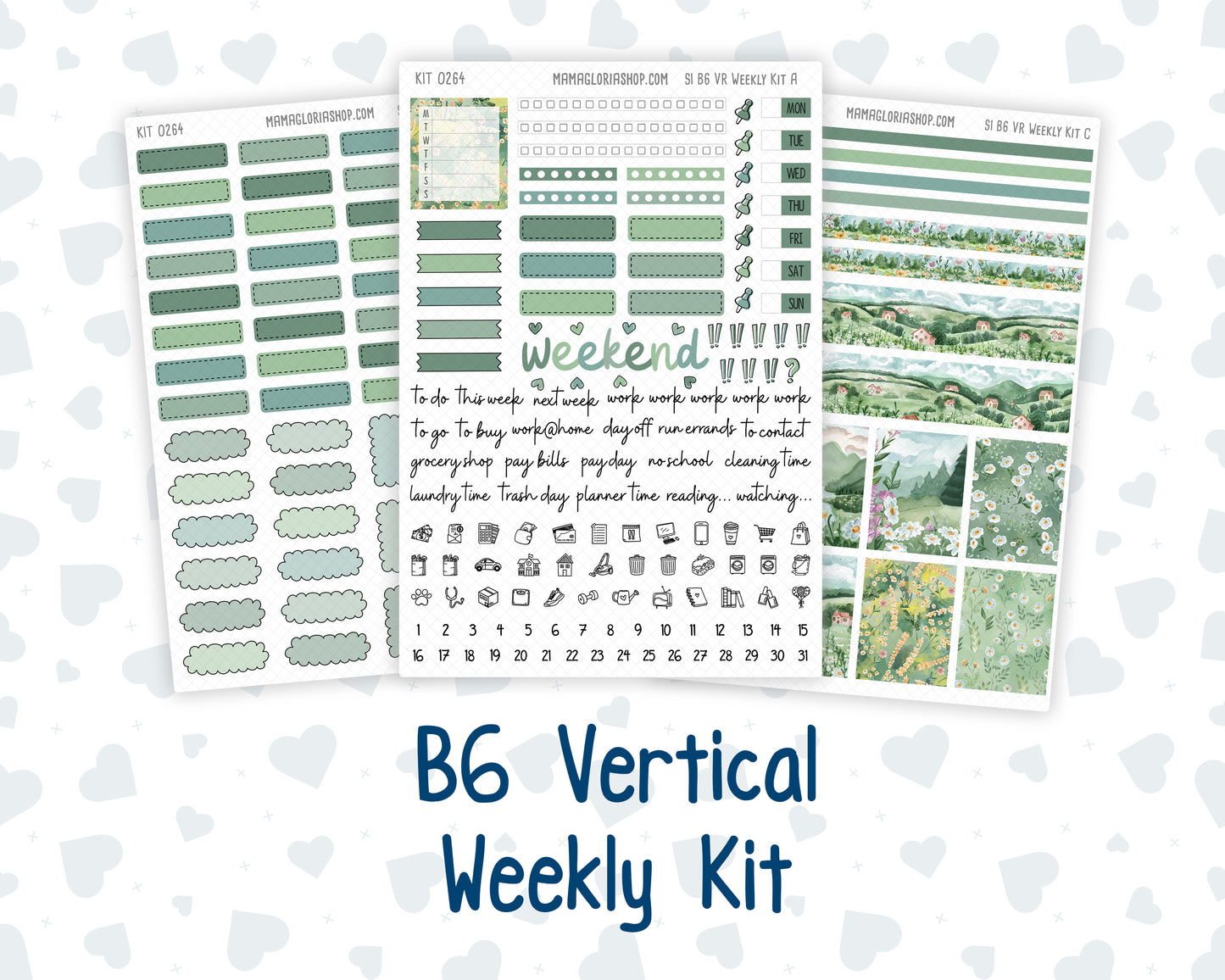 Kit 0264 - B6 - For Sterling Ink And More - Vertical Weekly Kit - May - Spring Walk