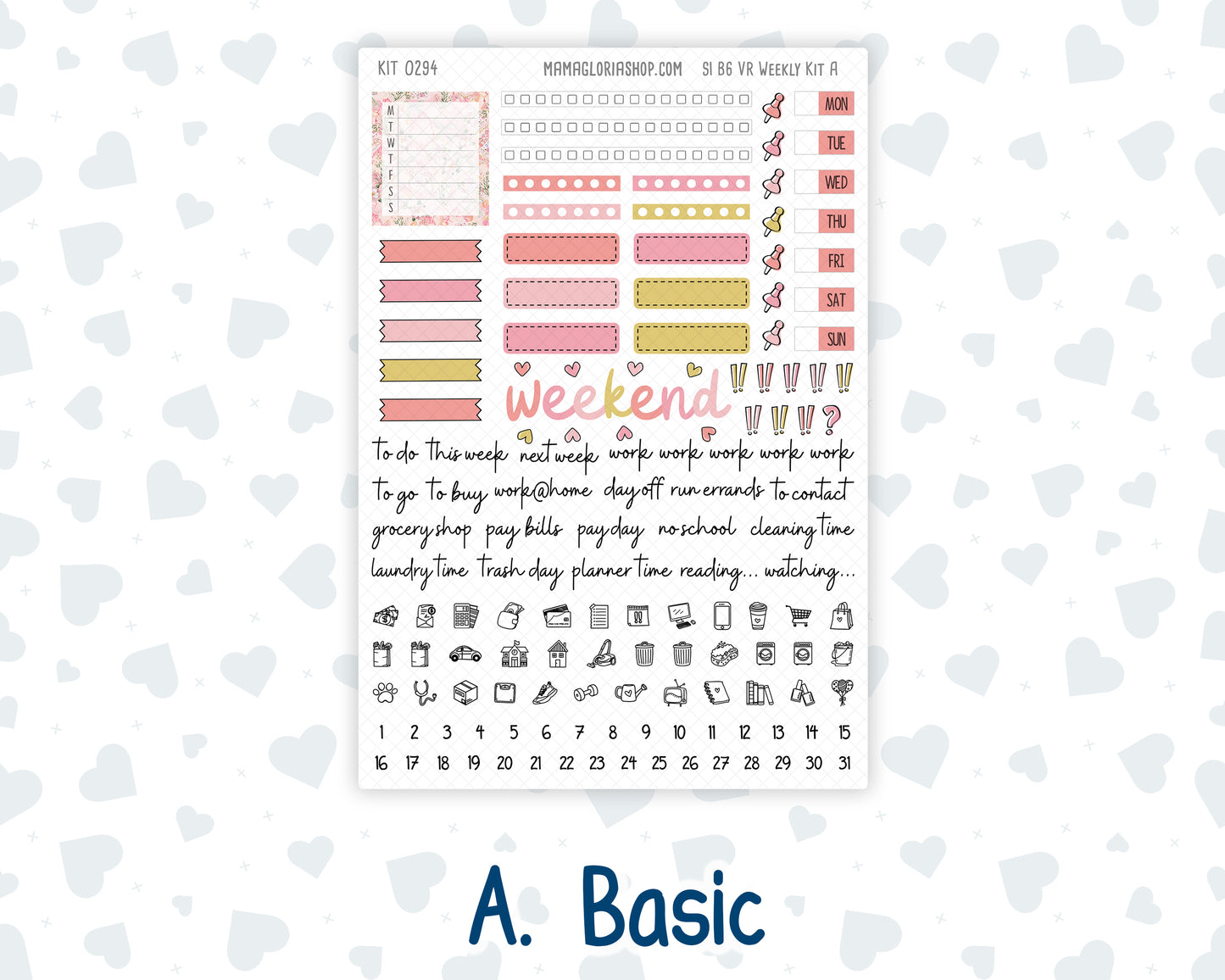 Kit 0294 - B6 - For Sterling Ink And More - Vertical Weekly Kit - September - Rosy Reveria
