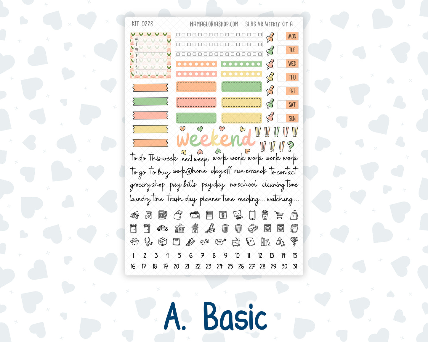 Kit 0228 - B6 - For Sterling Ink And More - Vertical Weekly Kit - August - Just Peachy