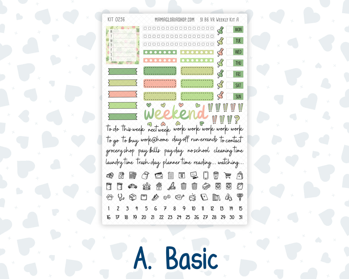 Kit 0256 - B6 - For Sterling Ink And More - Vertical Weekly Kit - March - Froggy Luck