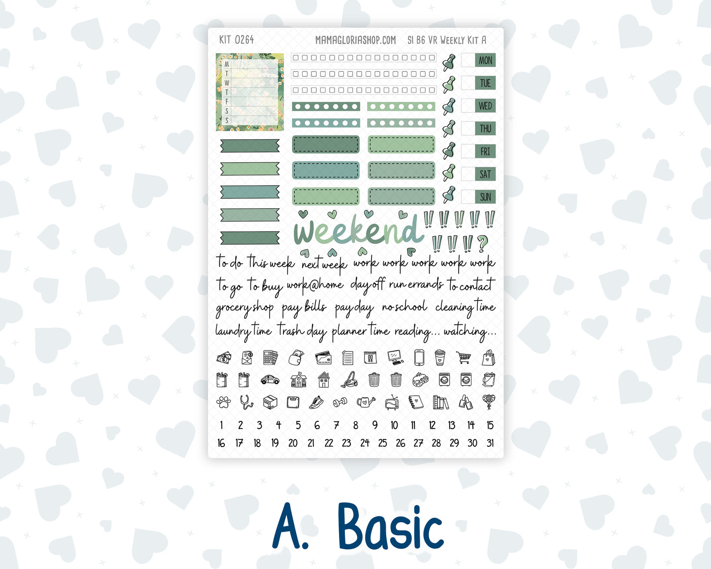 Kit 0264 - B6 - For Sterling Ink And More - Vertical Weekly Kit - May - Spring Walk