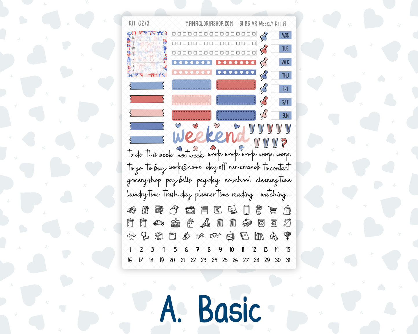 Kit 0273 - B6 - For Sterling Ink And More - Vertical Weekly Kit - July - Americana In Bloom
