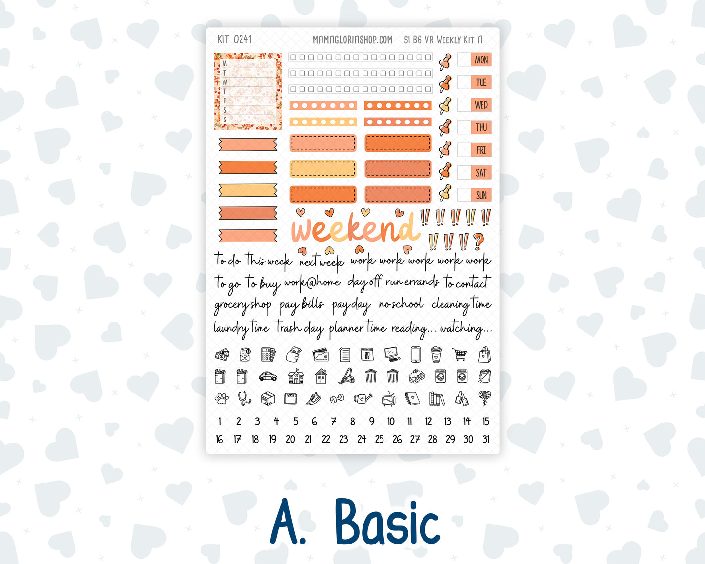 Kit 0241 - B6 - For Sterling Ink And More - Vertical Weekly Kit - November - Pumpkin Latte