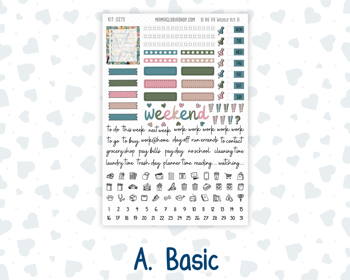 Kit 0275 - B6 - For Sterling Ink And More - Vertical Weekly Kit - July - Tropical Safari Blush