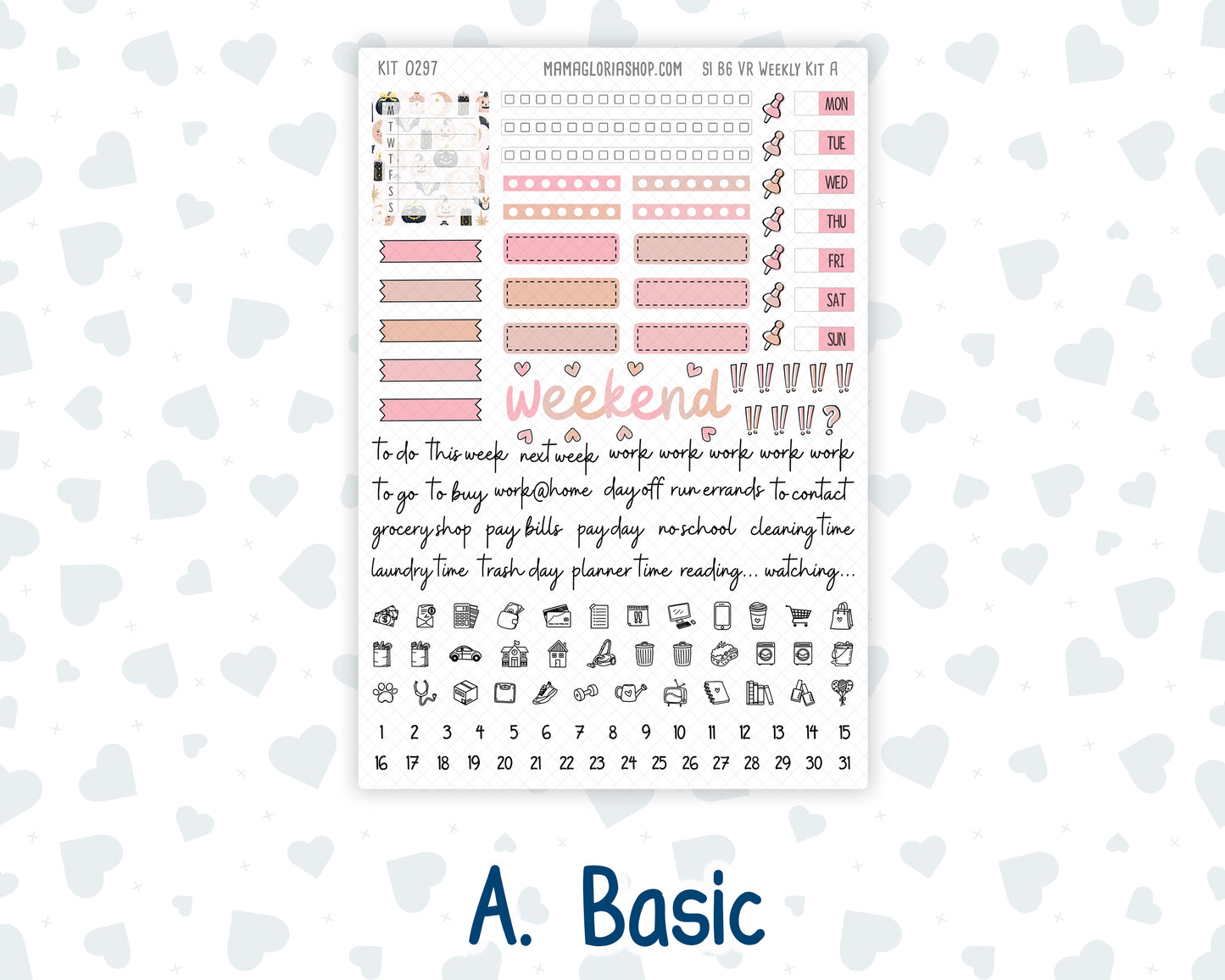 Kit 0297 - B6 - For Sterling Ink And More - Vertical Weekly Kit - October - Pink Spell