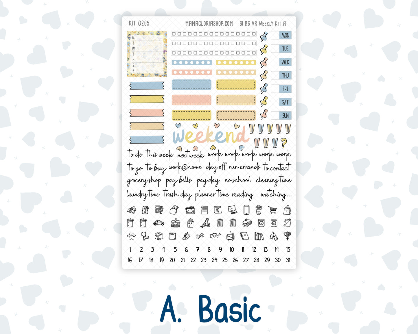 Kit 0265 - B6 - For Sterling Ink And More - Vertical Weekly Kit - May - Honeybee Sky
