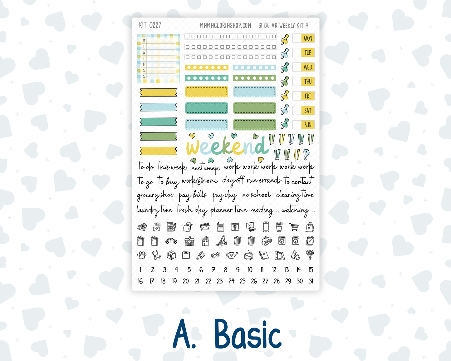 Kit 0227 - B6 - For Sterling Ink And More - Vertical Weekly Kit - July - Lemon Grove