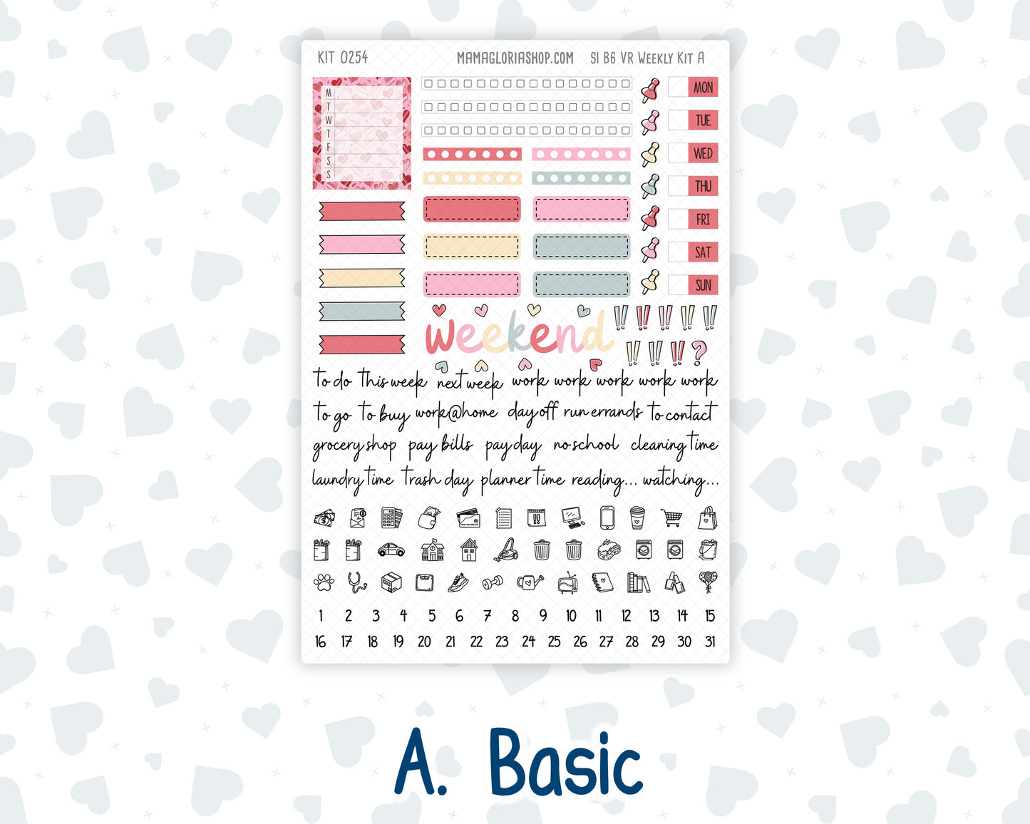 Kit 0254 - B6 - For Sterling Ink And More - Vertical Weekly Kit - February - Valentine Village