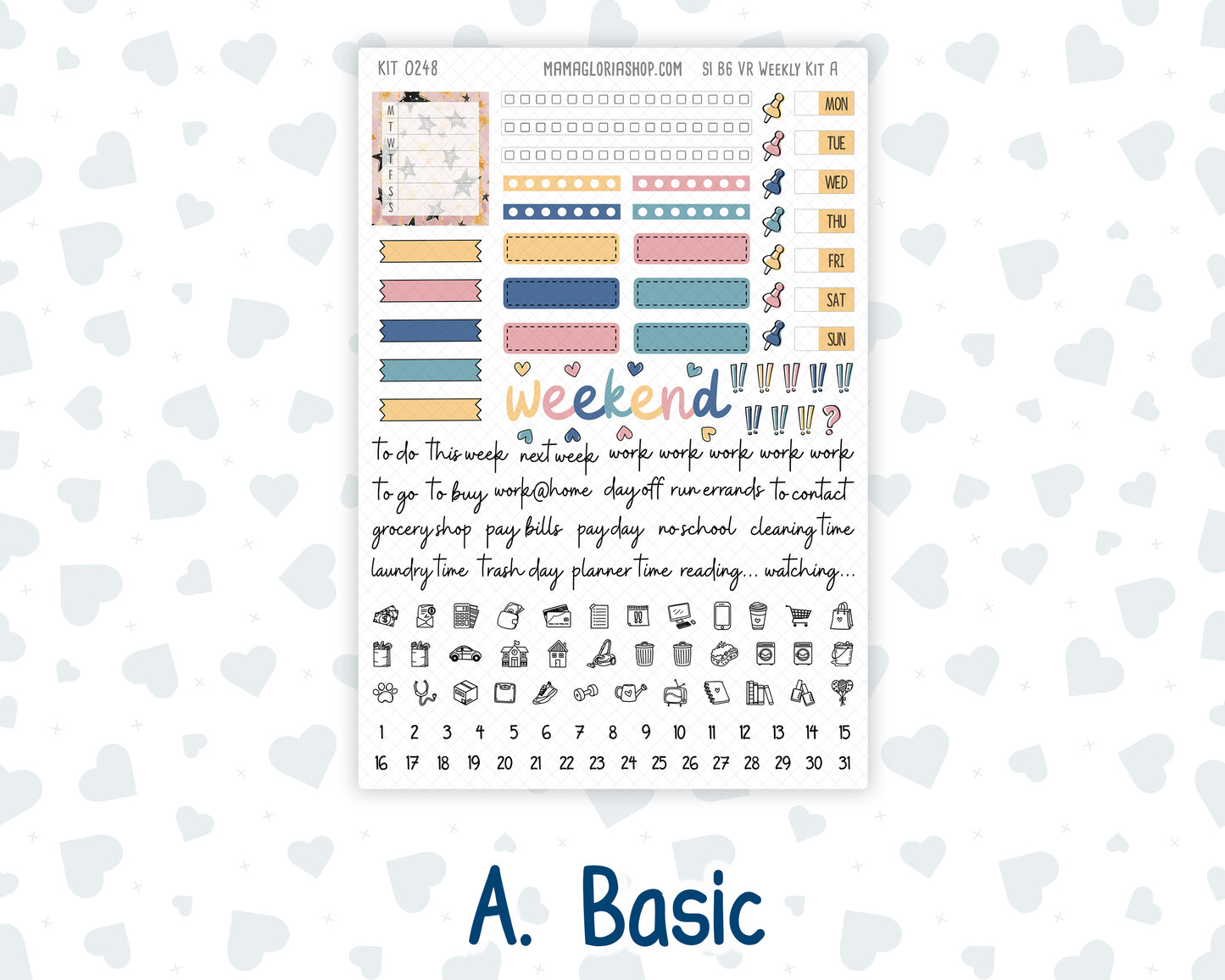 Kit 0248 - B6 - For Sterling Ink And More - Vertical Weekly Kit - January - Midnight Countdown