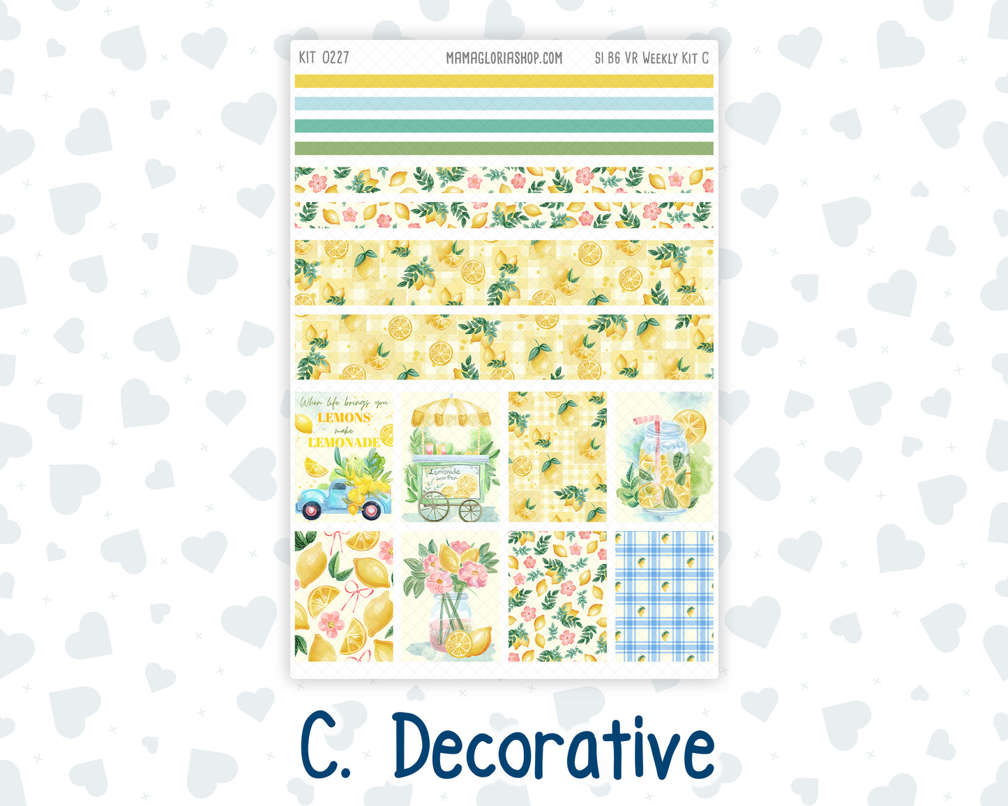 Kit 0227 - B6 - For Sterling Ink And More - Vertical Weekly Kit - July - Lemon Grove