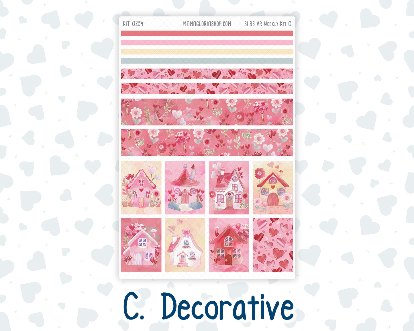 Kit 0254 - B6 - For Sterling Ink And More - Vertical Weekly Kit - February - Valentine Village