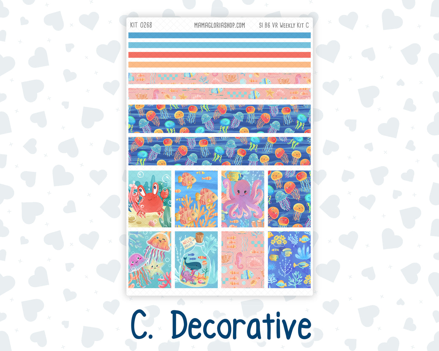 Kit 0268 - B6 - For Sterling Ink And More - Vertical Weekly Kit - June - Sea Sweeties