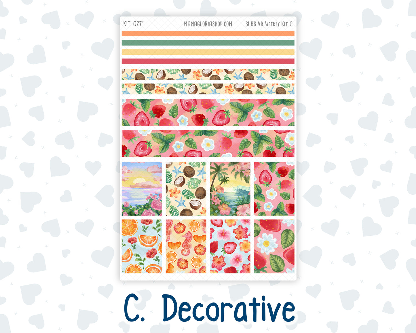 Kit 0271 - B6 - For Sterling Ink And More - Vertical Weekly Kit - June - Strawberry Shore