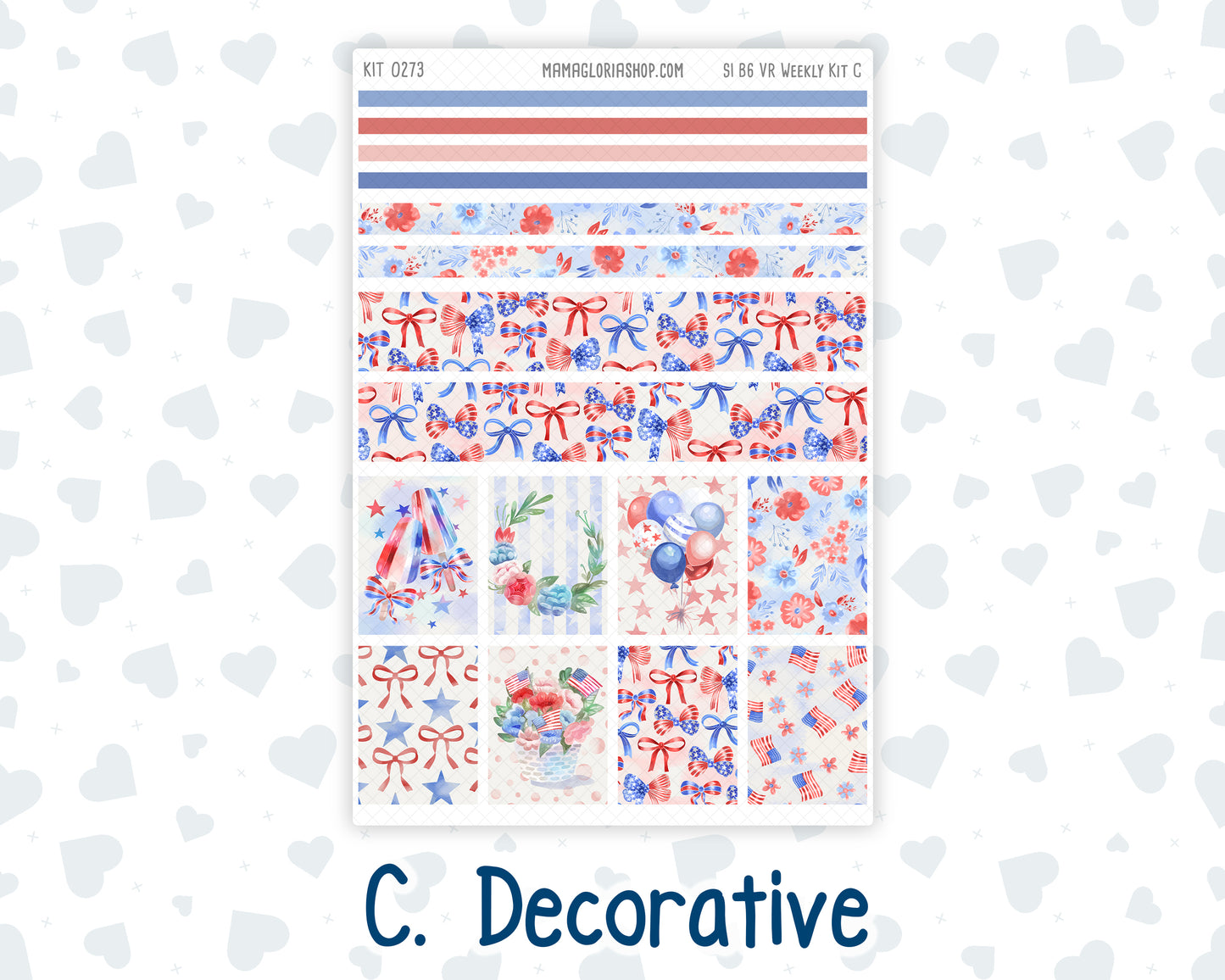 Kit 0273 - B6 - For Sterling Ink And More - Vertical Weekly Kit - July - Americana In Bloom